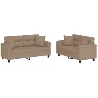 vidaXL Ensemble de canapés 2 pièces avec coussins Cappuccino-Brun Similicuir