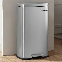 Songmics 30L Poubelle de cuisine, poubelle à pédale en acier avec revêtement en plastique