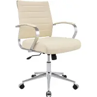 CLP Chaise de bureau Oakland, réglable en hauteur et pivotante, couleur crème, revêtement en tissu