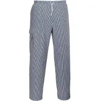Portwest Vêtements de travail Chester bleu/blanc Pantalon de cuisine XXL