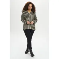 KAFFE CURVE Chemisier 'Sida' kaki / blanc