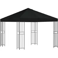 vidaXL Tente de jardin 3 x 3 m, polyester noir et acier, 190 g/m²
