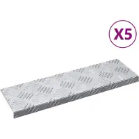 vidaXL : 5 marches d'escalier, 60 x 18 x 2,5 cm, argent, aluminium