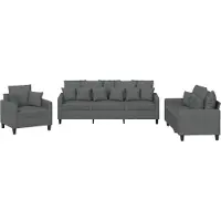 vidaXL Ensemble de canapés 3 pcs coussins gris foncé tissu