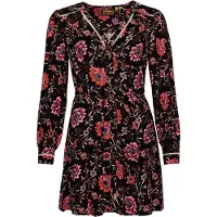 Superdry Printed V Tea Long Sleeve Short Dress Multicolore M Femme