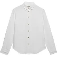 Superdry pour femme. W4010587A Chemise Premium en Lin blanc (S), Casuel, Manche longue