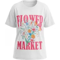Usha T-shirt 'Floral' azur / orange / rose clair / blanc