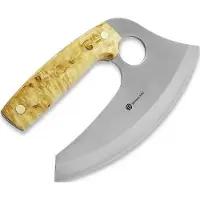 Nordic Knife Design Couteau de cuisine ULU, curly birch