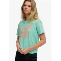 Superdry T-shirt 'Roadside Trade' vert clair / orange