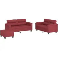 vidaXL Ensemble de canapés 3 pièces avec coussins vin rouge similicuir