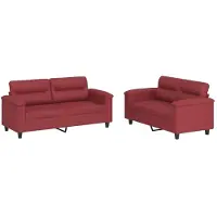 vidaXL Canapé 2 pièces avec coussins vin rouge similicuir