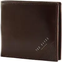 Ted Baker Cuir porte-monnaie Prugs Embossed Corner Leather Bifold Coin Wallet Brown brun