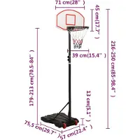 vidaXL Basketball Standard 216-250 cm Polyethylenweiß