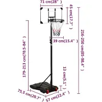 vidaXL Basketball Standard 216-250 cm Polycarbonat transparent