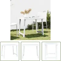 The Living Store Table de camping blanche 79x56x64 cm PP imitation bois