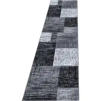 Ayyildiz Teppiche Ayyildiz | Tapis Moderne - 80 cm x 300 cm - Gris et Noir - Design Géométrique - Antistatique et Doux
