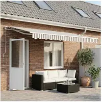 vidaXL , tissu de remplacement pour stores, gris clair et blanc, 581 x 345 cm, polyester