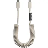 Native Union , câble spiralé USB-C vers USB-C 60 W, 1,2 m, série POP, recharge rapide, beige