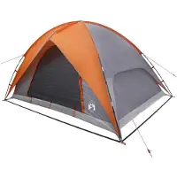 vidaXL Tente de camping avec capote anti-pluie, imperméable, forme dôme, gris et orange