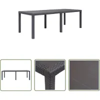 The Living Store Table de jardin marron 220 x 90 x 72 cm plastique aspect rotin