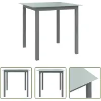 The Living Store Table de jardin gris clair 80x80x74 cm Aluminium et verre