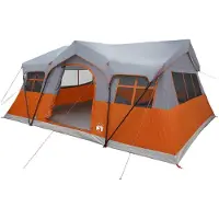 vidaXL Tente familiale avec toit, gris et orange, 487 x 340 x 216 cm