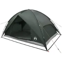 vidaXL Tente de camping avec capote anti-pluie, imperméable, forme dôme, vert olive