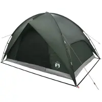 vidaXL Tente de camping avec capote anti-pluie, imperméable, forme dôme, vert olive