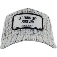 John Hatter & Co Full Panel Legends Live Forever Check Cap Gris