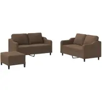 vidaXL Ensemble de canapés 3 pièces avec coussins Tissu brun