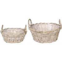 vidaXL Panier de Plante avec stockage 2 pcs Gris Rattan Lacak