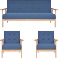 vidaXL Ensemble de canapés 3 pièces tissu bleu