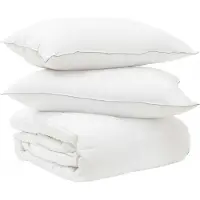vidaXL Ensemble de literie avec oreillers (2 pièces), blanc, fibre de bambou