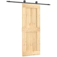 vidaXL Porte coulissante , finition naturelle et noire, 80 x 210 cm, pin massif