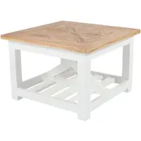 CLP Table basse Bastrop, 60 x 60 cm, carrée, style rustique, table d'appoint pour canapé, style champêtre | Couleur : naturel