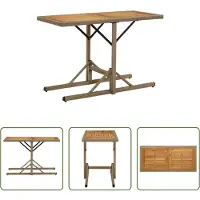The Living Store Table de jardin Beige Bois massif Acacia et Poly Rattan