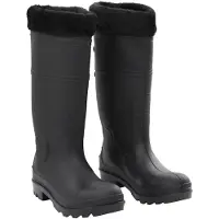 vidaXL Bottes en caoutchouc avec doublure amovible noir taille 39 PVC