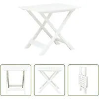 The Living Store Table de jardin pliante blanche 79 x 72 x 70 cm plastique