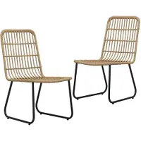vidaXL Chaises de jardin 2 pcs. Poly rotin chêne