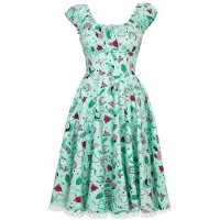 Hell Bunny Robe mi-longue Rockabilly de - Kellie Dress - XS - XL - pour Femme - menthe - Taille L