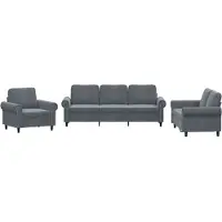 vidaXL Ensemble de canapés 3 pièces avec coussins gris foncé velours