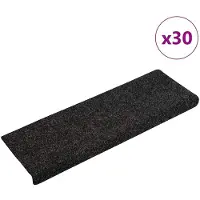 vidaXL Tapis d'escalier autocollants 30 pièces 65 x 21 x 4 cm Noir Bord rectangulaire