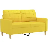 vidaXL Canapé 2 places jaune clair 120 cm Tissu