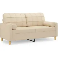 vidaXL Canapé 2 places avec oreillers décoratifs crème 140 cm tissu