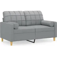 vidaXL Canapé 2 places avec oreillers gris clair 120 cm tissu