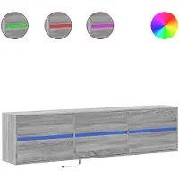 vidaXL Armoire TV murale avec LED Gris Sonoma 180x31x45 cm