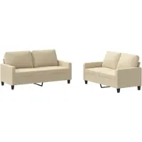 vidaXL Ensemble de canapés 2 pièces avec coussins Crème Tissu