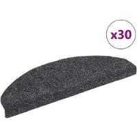 vidaXL Tapis d'escalier autocollants 30 pièces 65 x 21 x 4 cm Gris foncé Demi-rond Grand