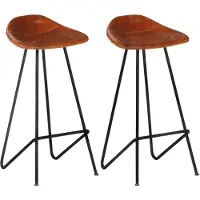 vidaXL Tabouret de bar 2 pcs. Cuir véritable marron