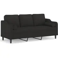 vidaXL Canapé 3 places avec oreillers décoratifs noir 180 cm tissu